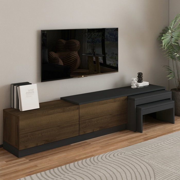 Hanah Home Nest Soporte para TV Antracita y Nogal Antiguo Hanah Home Nest Soporte para TV Antracita y Nogal Antiguo